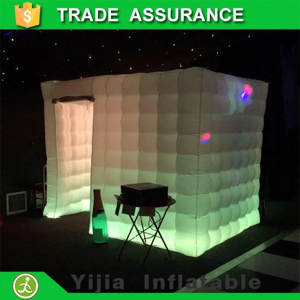 Wedding party led strip on bottom cube tent inflatable dj photo booth for sale Wedding party led strip on bottom cube tent inflatable dj photo booth for sale