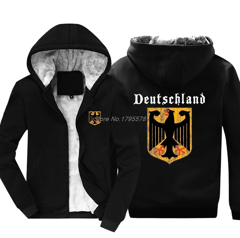 Флаг Германии гребень Орел с герба Германии Socceres футболист Толстовка для мужчин хлопок утепленная толстовка куртки топы - Цвет: black