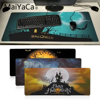 

MaiYaCa Halloween full moon Graveyard Pumpkins Unique Desktop Pad Game Mousepad deak mat Luxury mousepad anime as Christmas gift