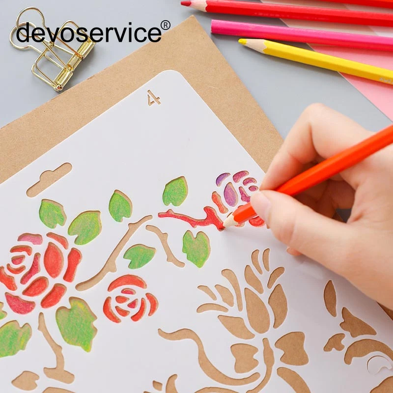 Stationery Plastic Stencils Hollow Ruler Painting Template Flower Pattern Stationery Plastic Stencils Hollow Ruler Painting Template Flower Pattern