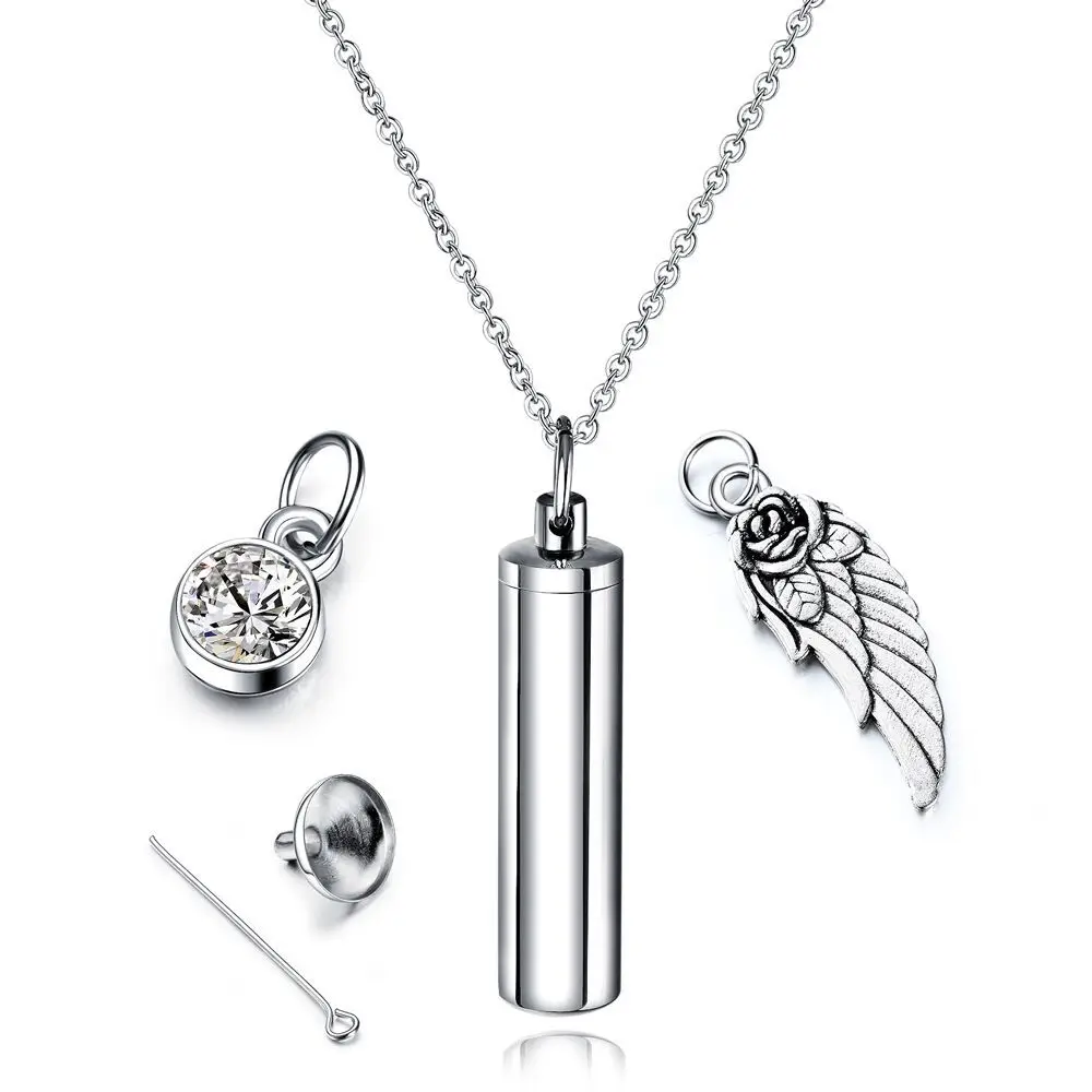 

Cylinder Commemorative Pet Ashes Pendant Necklace High Quality Unisex Stainless Steel Necklace Jewelry Gifts 3-GX1519