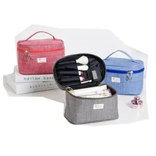 Simple Tela Bolsa de Cosméticos Portátil Bolsa de Maquillaje Organizador de La Bolsa de Almacenamiento Multi-funcional Para El Uso Diario de Viaje