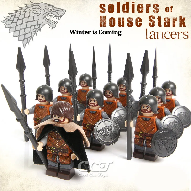 

Game of Throne LegoINGly Figure Single Sale Building Block Model Toys House Stark Wolf Soldiers of Medieval Kids Gifts Lancers