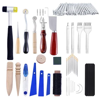 

46pcs/lot DIY Leather Craft Sewing DIY Hand Stitching with Groover Awl Edge Creaser Mat Tools for Leather Working Set