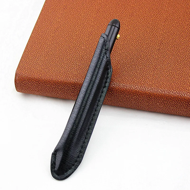 

Vintage Sign Pen Gel Black Ink Pure Copper For Travel, Office, Business Wood Metal Ballpoint Pen +Luxury Leather pencil case