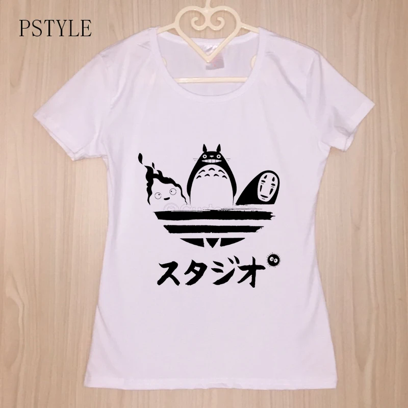 

Spring Summer Short Sleeve Women's T-shirt Kawaii Harajuku Print Funny T Shirt Female Cute Totoro Design White Tee Shirt