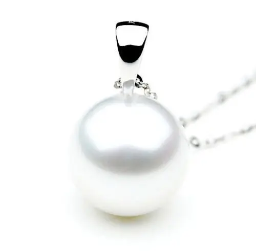 

elegant 10-11mm round natural south seas white pearl pendant necklace 18inch