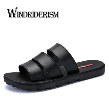 

Men Sandals Shoes Slippers Summer Flip Flops Fashion Beach Sandals Men Casual Shoes PU Leather Slides Sandalias Zapatos Hombre