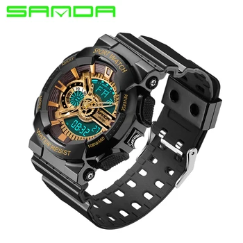 

2019 New Brand Luxury Gold Black Men Sports Watches Analog quartz Led digital display Watch Military watches 30ATM relogio