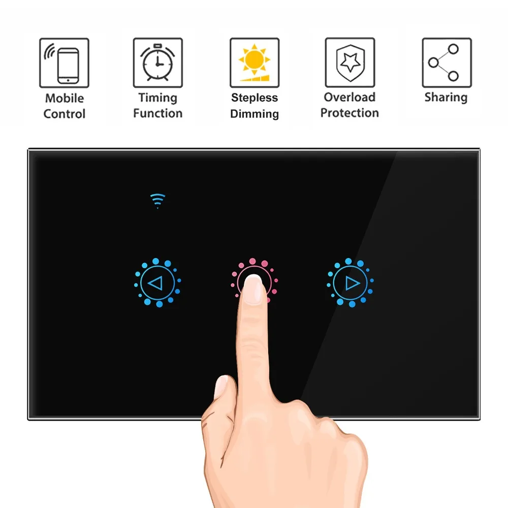 Настенный сенсорный выключатель с регулировкой яркости и Wi Fi|Модули для умного