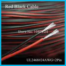 UL2468 30 метров 100 футов/лот Луженая Медь 24AWG 2 pin Красный Черный Кабель ПВХ изолированный Электрический кабель светодиодный кабель DIY подключение