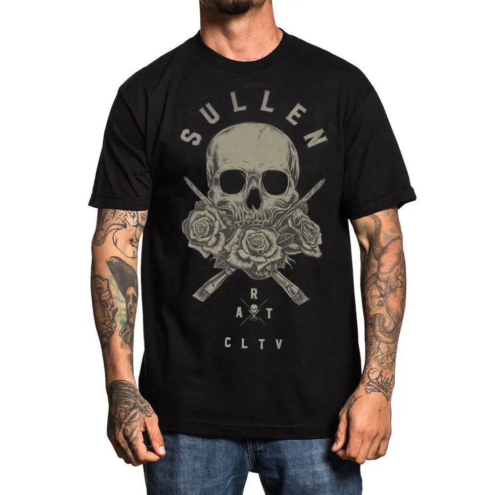 Sullen Men's 3 Roses T Shirt Black Tattooed Tee T-Shirt Clothing Apparel Short Sleeve Brand | Футболки и поло