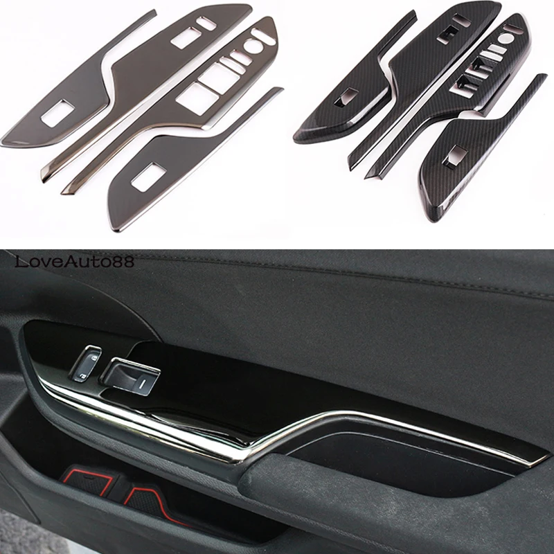 

4Pcs Door Window Lift Switch Button Cover Trim Panel Car Trim Sticker Fit For Honda Civic Car Accessories