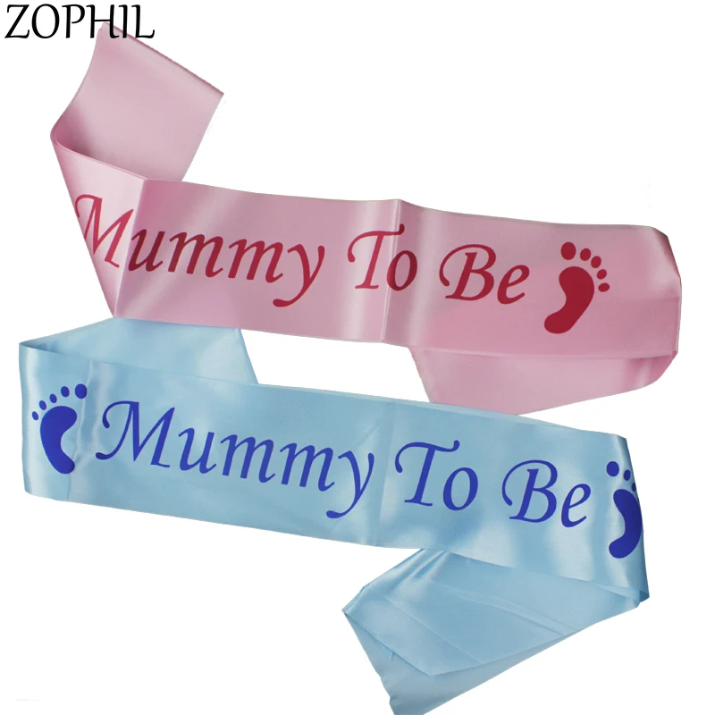 

ZOPHIL Gender Reveal Baby Shower Straps Mummy To Be Sashes Pink Blue Shoulder Strap New Mom Party Gift Favors Decorative Crafts