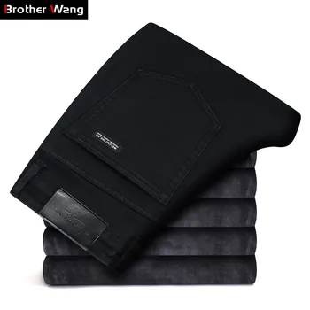 2020 Winter New Men Warm Slim Jeans Elasticity Skinny Black Jeans Fashion Casual Thick Denim Pants Trousers Male Brand Clothes 2