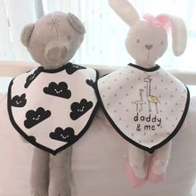 3 шт набор водонепроницаемые детские нагрудники слюнявчик хлопок сердце фигурный нагрудник черно-белый крест герой дизайн