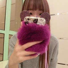Mouse Ears/Bear Ears/Rhinestone Ears Soft Silicone Cover Case with Rabbit fur for iPhone4S 5S 6 6s plus 7 7plus