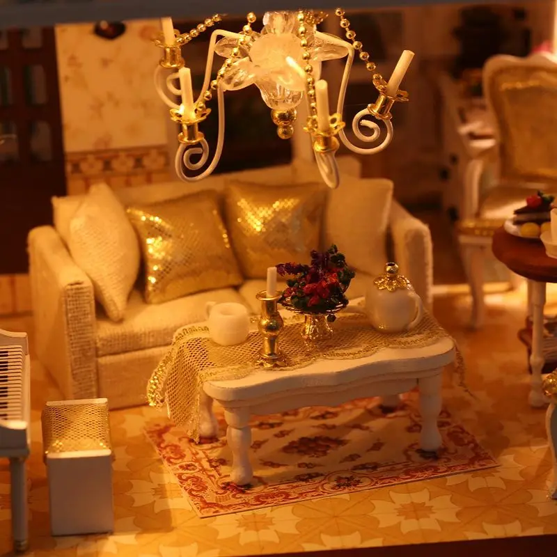  Cutebee DIY House Miniature with Furniture LED Music Dust Cover Model Building Blocks Toys for Chil - 32730244082