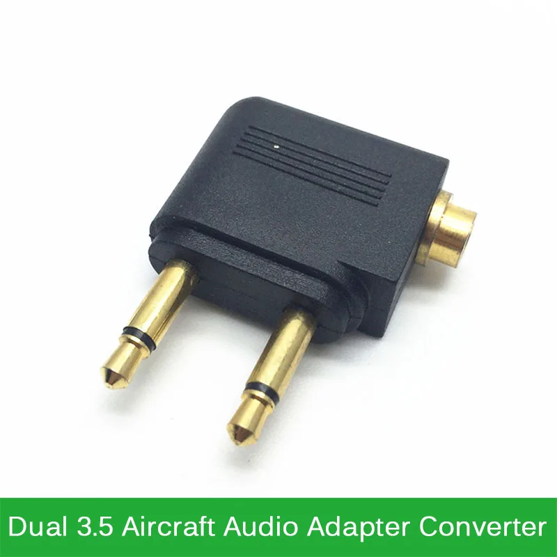 Gold plated Dual 3.5mm Jack Male to Female Aviation Headphone Plug