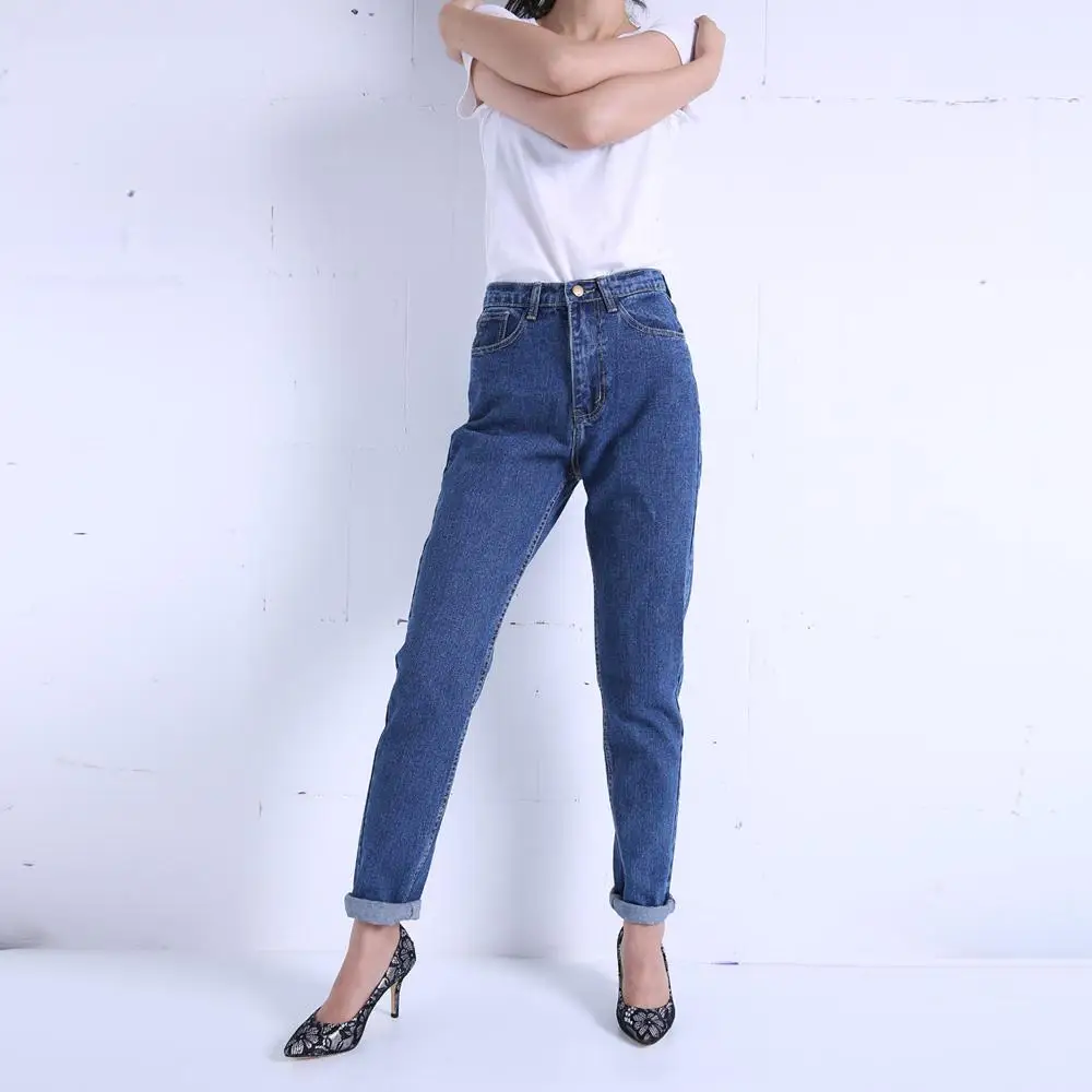 Новые узкие брюки-карандаш винтажные джинсы с высокой талией новые женские брюки длинные брюки свободные ковбойские брюки 5822 - Цвет: dark blue