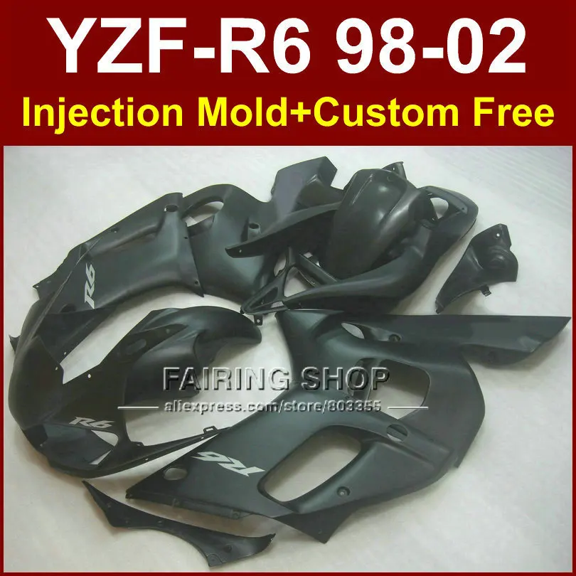 Матовые черные комплекты обтекателей для YAMAHA YZFR6 1998 1999 2000 2001 2002 Обтекатели YZF R6 98 02
