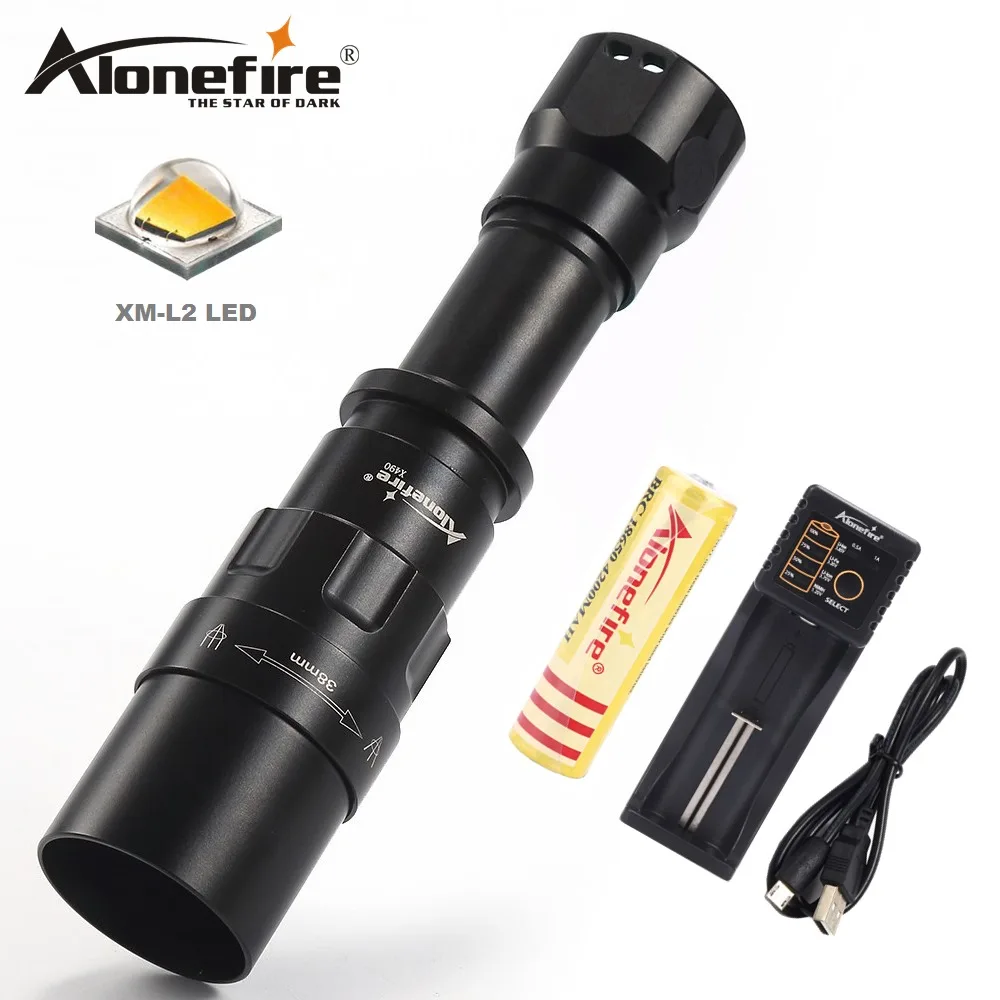 

AloneFire X490 Waterproof CREE XM L2 LED Flashlight High Power Spot Lamp Portable 5 Models Zoomable Camping Equipment Torch
