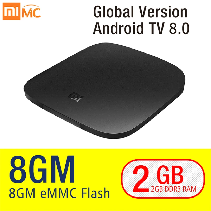 Оригинальный Xiaomi Mi ТВ-бокс 3 Smart 4 K Ultra HD 2G 8G Android 8,0 Movie wifi Google Cast Netflix Red Bull медиаплеер приставка