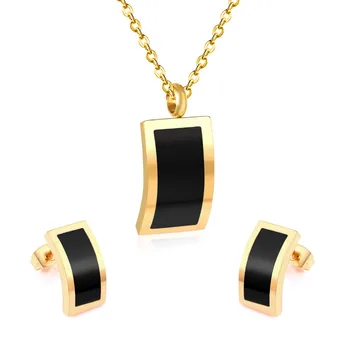 

LUXUKISSKIDS Stainless Steel Black Shell Butterfly Jewellery Sets Necklace Earrings Wedding Bridal Dubai Jewelry Sets For Women