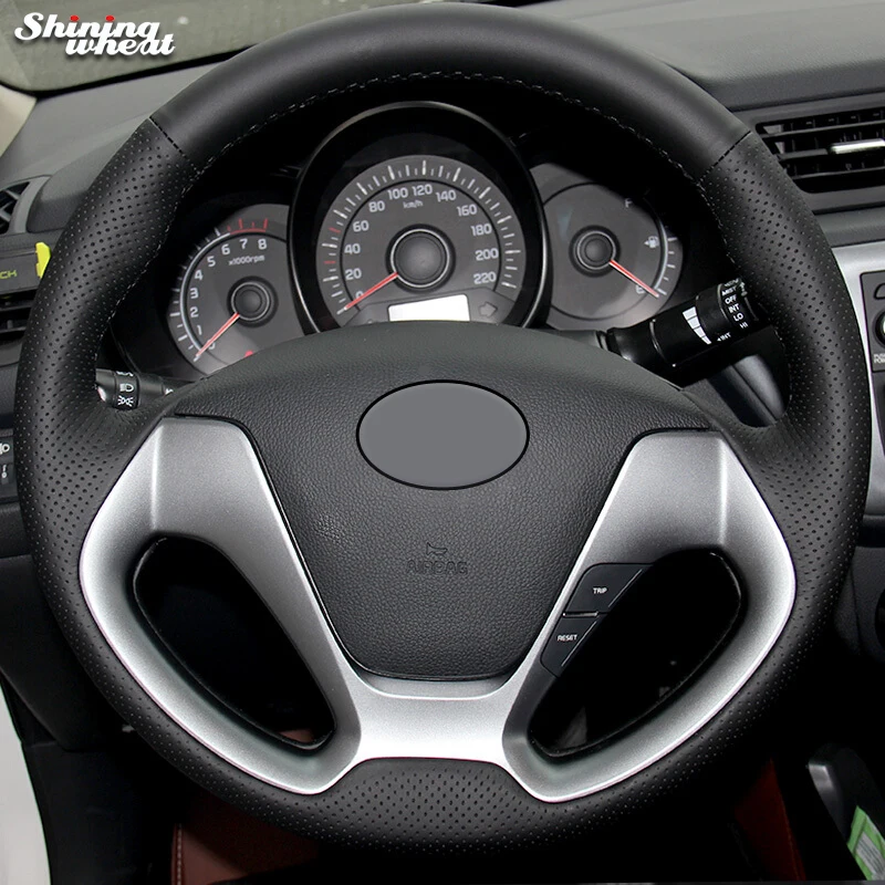 Shining wheat Genuine Leather Steering Wheel Cover for Kia K3 2013 Kia