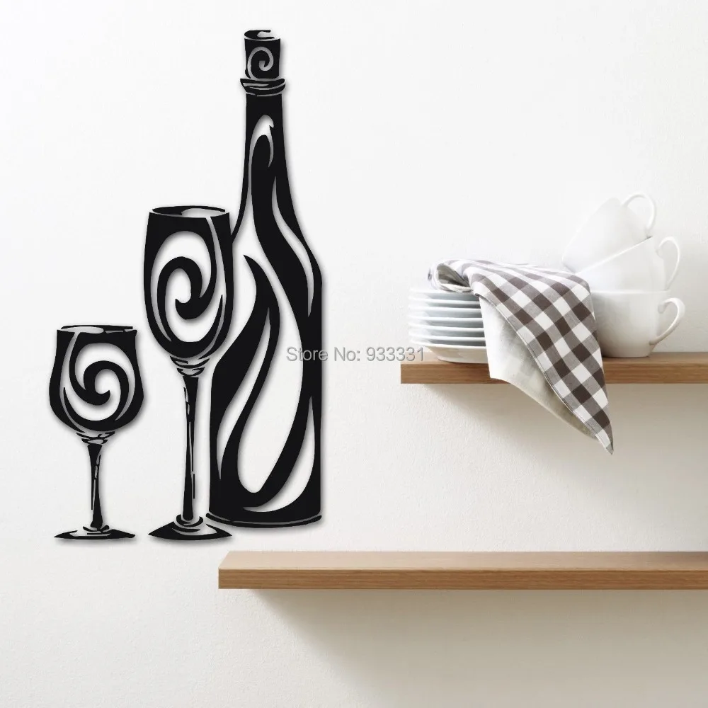 Wall Stickers Vinyl Decal Wine Bottle Kitchen Drinking Glasses Tattoo