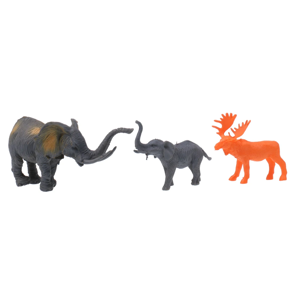 MagiDeal 100 Pieces Plastic Wild Animals Figurine Zoo Animals Fence Tree Model Toys for School Classroom Children Birthday Gift