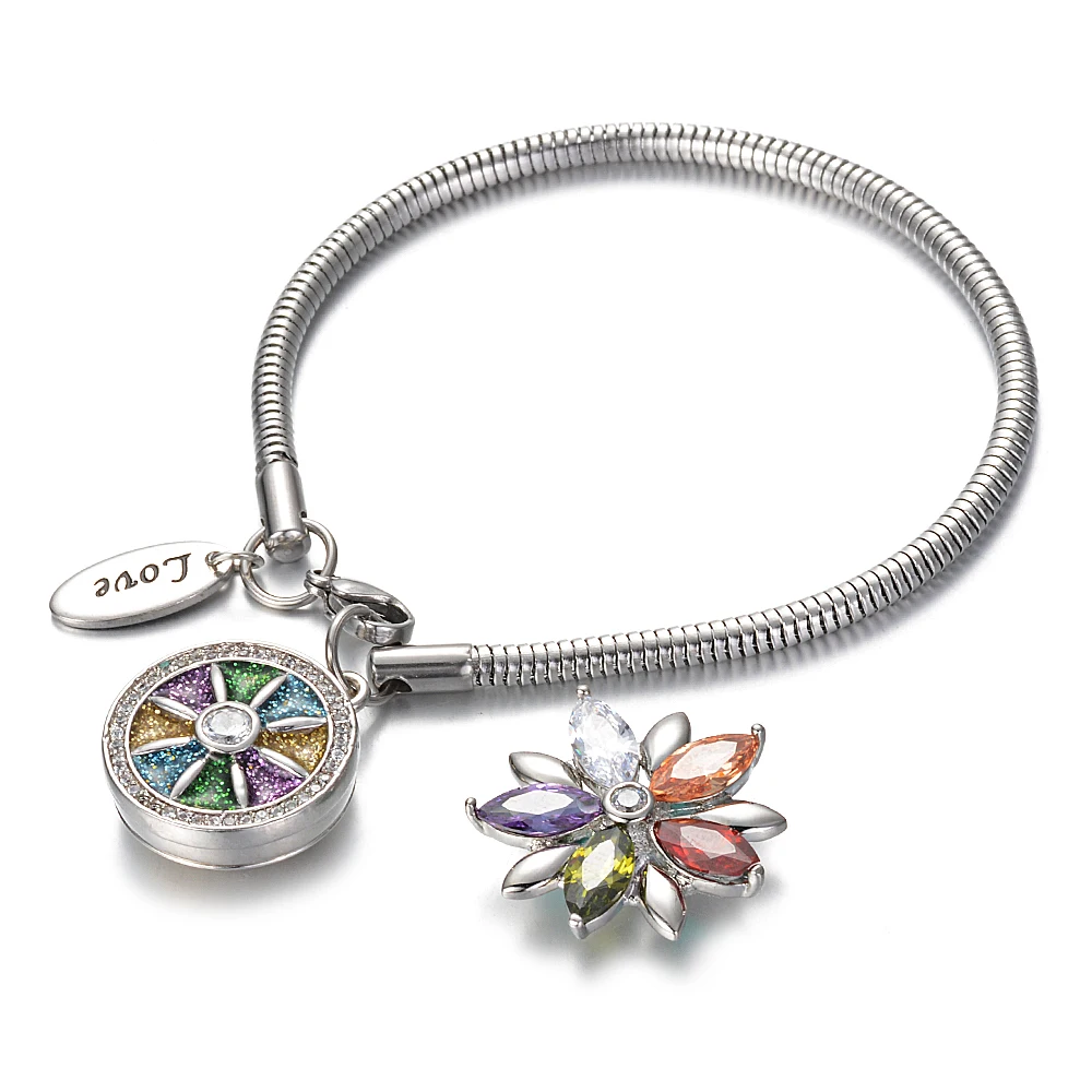 Stainless Steel Bracelet With Ginger Snap Button Charms Jewelry fit 18mm Button NN-667