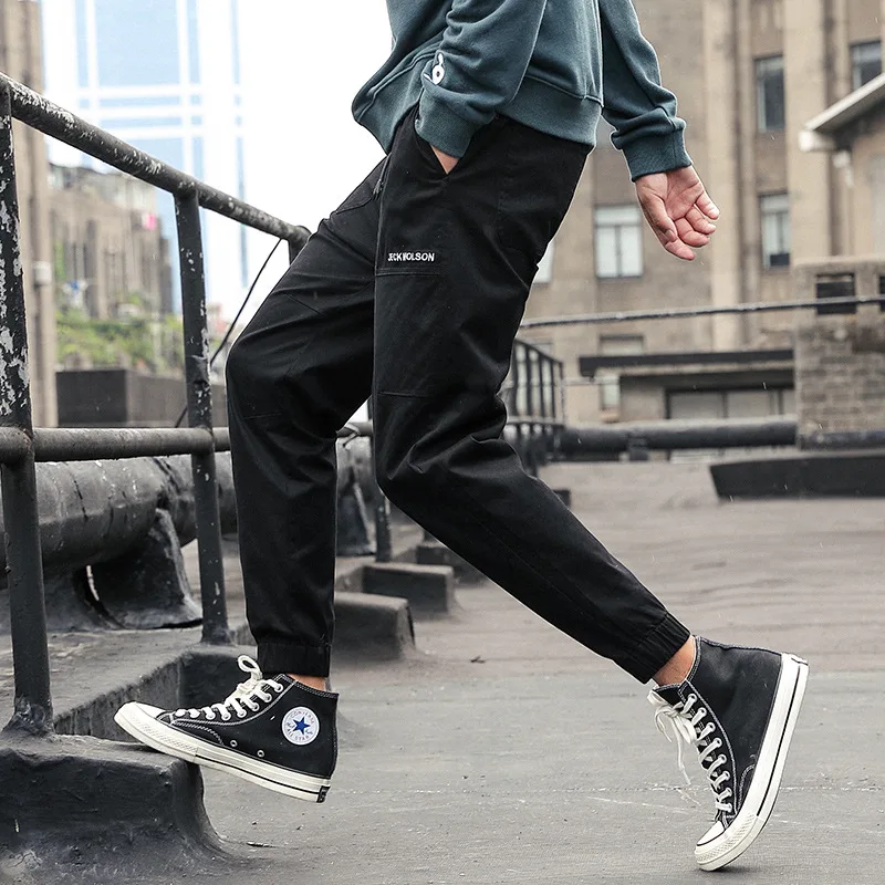2019 spring new casual pants men's Japanese loose large size stretch men's casual pants elastic beam feet men's casual trousers