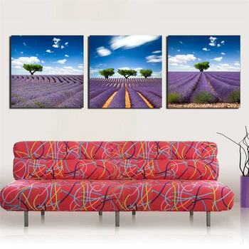 

Purple Lavender filed Canvas Wall Art Giclee Prints and blue sky landscape wall art painting on canvas