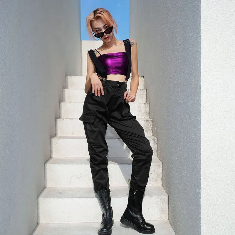 Autumn Fashion Women Straps High Waist Pants Streetwear