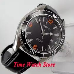 Парнис 45 мм черный циферблат светящиеся Керамика ободок сапфир Стекло 5ATM 21 Jewels Miyota автоматическое перемещение Для мужчин t Для Мужчин's часы