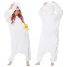 Mono Oso Onesies Adulto Unisex Pijamas Cosplay Marrón Conejo Blanco Pijama Hombres Mujeres Animal Onesie ropa de Dormir