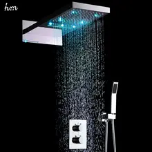 22 “LED Tête De Douche D’économie D’eau Douche Cascade SPA Ensemble De Douche Mitigeur Thermostatique Valve Pluie et Cascade De Bain & Douche Robinets