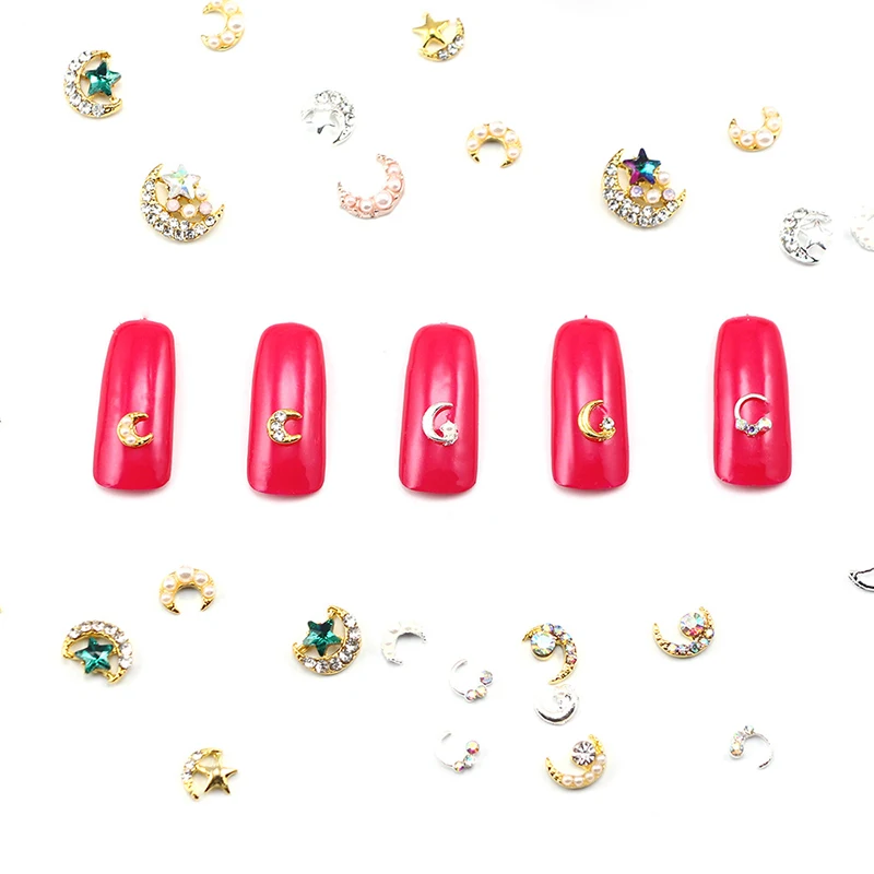 10 шт. 20 видов стилей новый Красота Nail Art Rhinestone металла Звезда Луна украшения для
