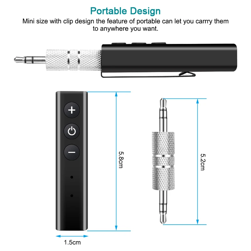 Mini Wireless Bluetooth 4.1 Receiver Handsfree 3.5mm Audio Transmitters Adapters