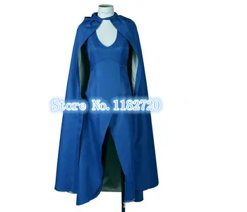 

free shipping Blue Game of Thrones Daenerys Targaryen Dress Cosplay Costume plus size costume xs-3xl