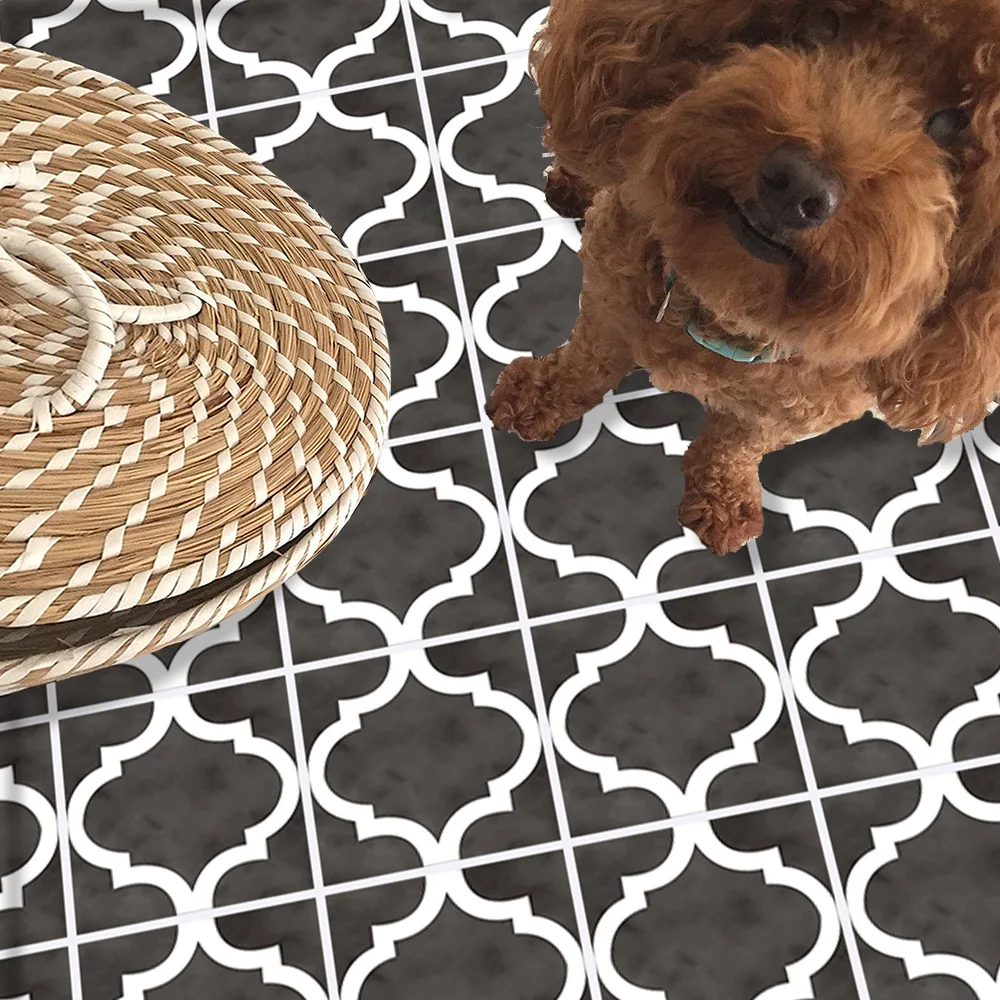 

Nordic Black Geometric PVC Waterproof Self Adhesive 3d Flooring Wallpaper Modern Wall Sticker For Living Room Bathroom Ground