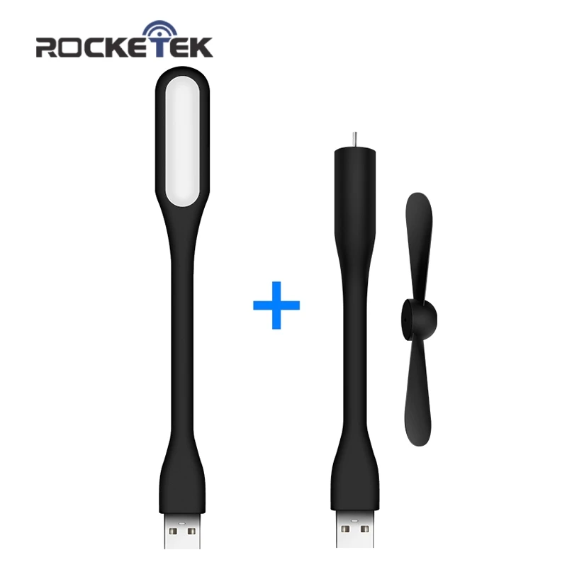 Rocketek креативный USB вентилятор гибкий портативный мини-вентилятор и USB светодиодный светильник лампа для банка питания и ноутбука и компьютера летние гаджеты