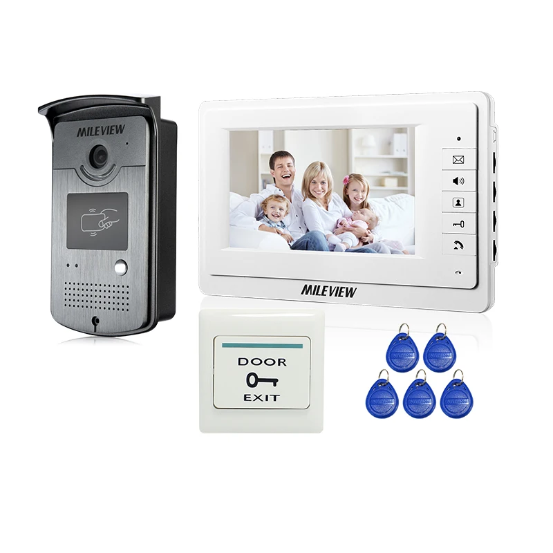 

Wholesale New 7" Color Screen Video Door Phone Intercom System + 1 White Monitor + 1 RFID Access Doorbell Camera FREE SHIPPING