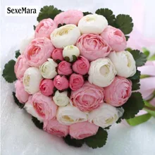 SexeMara винтажная Свадебная подвенечная букет Искусственные Шелковые цветы смешанный и сочетающийся букет