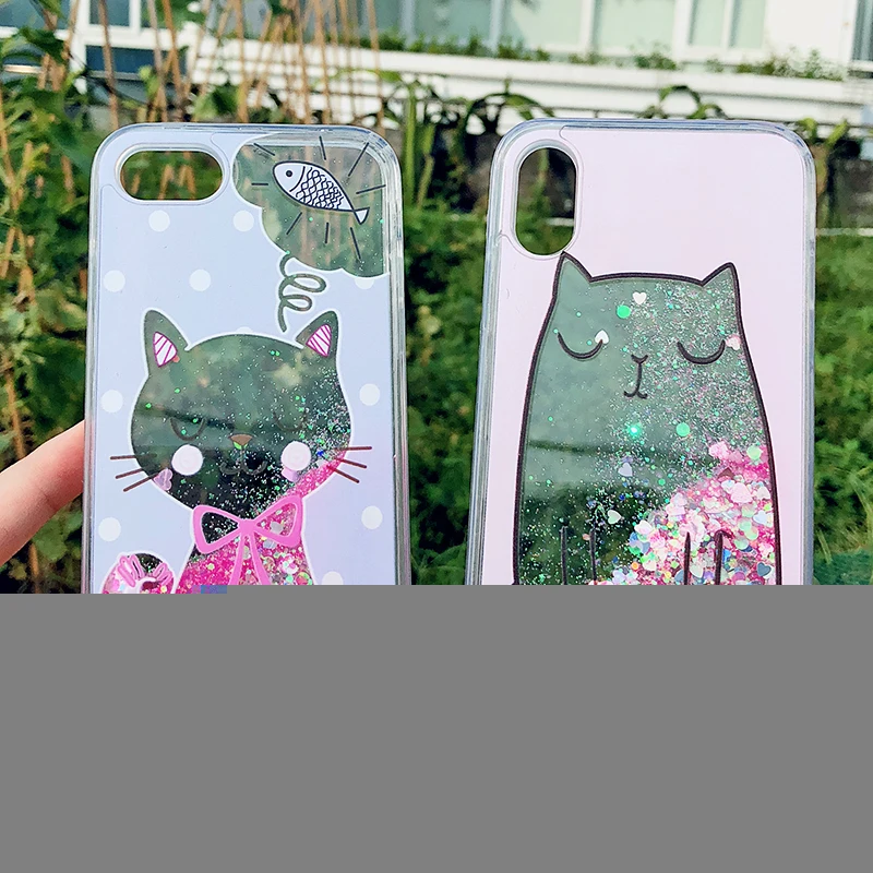 3D Cartoon Cat Fish Flower Perfume Bottle Quicksand Dynamic Liquid Glitter Case For iPhone 6 s Case For iPhone X 6 7 8 Plus Case (13)