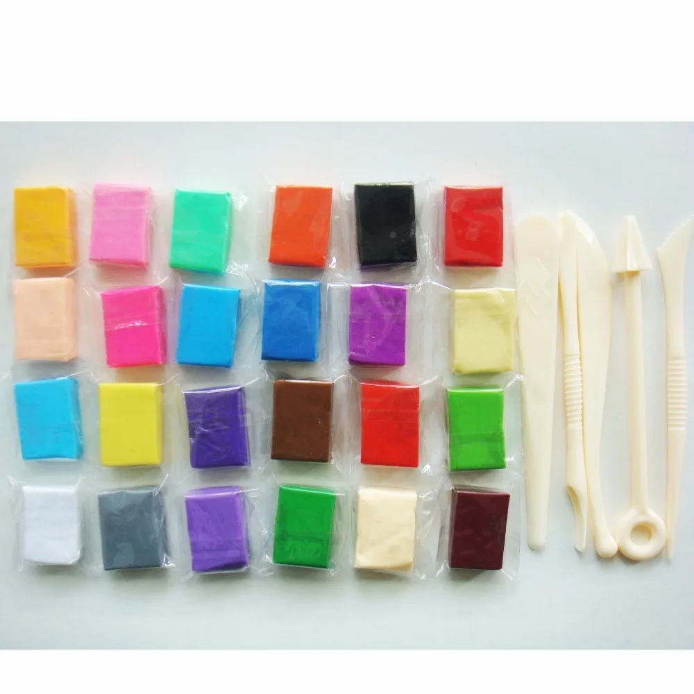 

Oven-bake Clay Polymer clay Figuline 24pcs block+Tool Color Soft clay modeling For doll