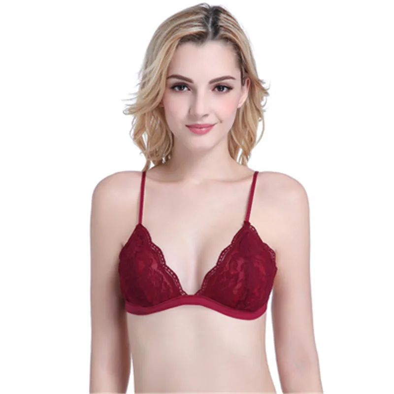 Sexy Light Lace Wire Free Bras Wholesale Triangle Cup Breathable Ladies