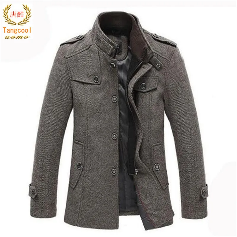 50% high quality woolen sweater coats 2018 autumn winter men's mid length business business jacket coat jacket