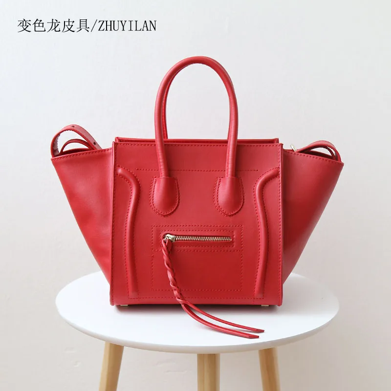 

2018 New cow leather trapeze bag for woman bags Patchwork decorate shoulder handbags fashion genuine leather handbag